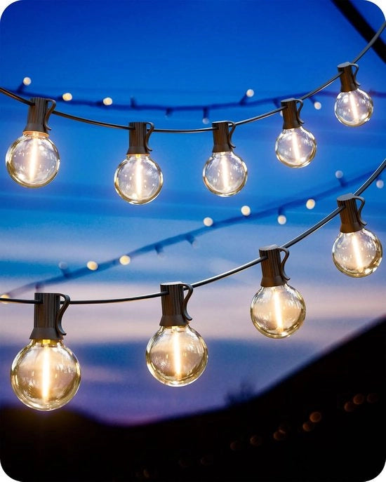 Kit di luci esterne a LED 457 m - catenaria con lampade G40 75 + 3 lampade infrangibili - impermeabile IP44 - terrazza balcone festa Natale - caldo bianco