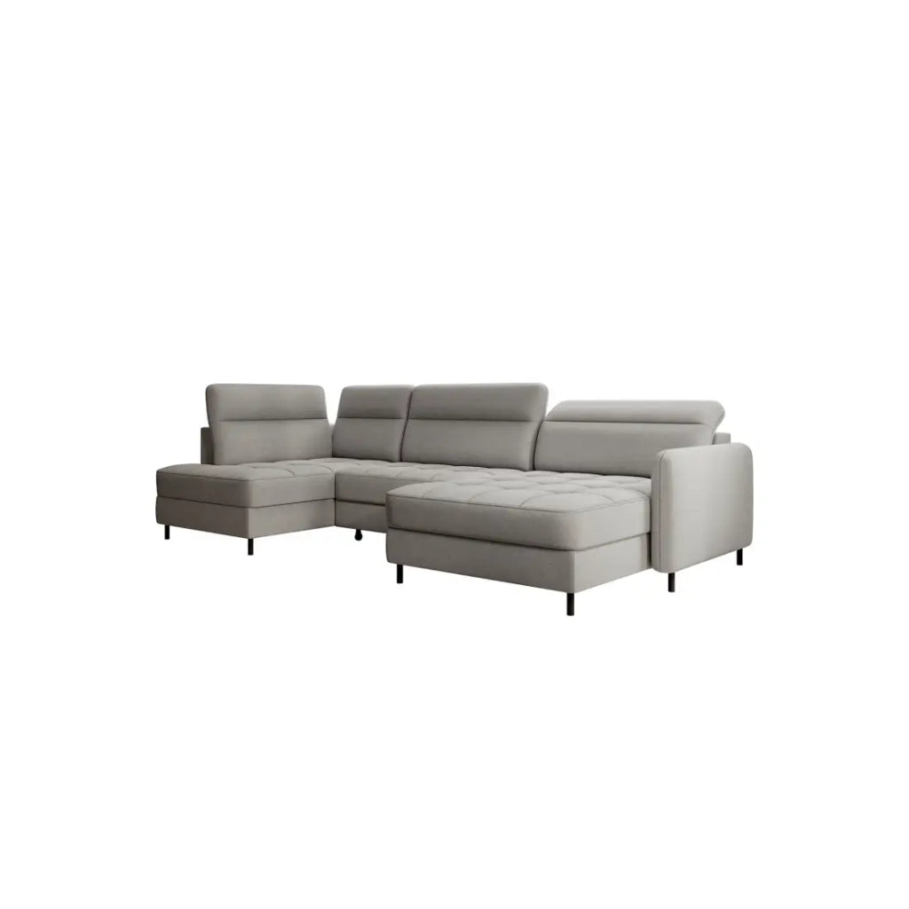 Divano ad angolo convertibile BERTHO 306 cm grigio – Angolo destro con contenitore