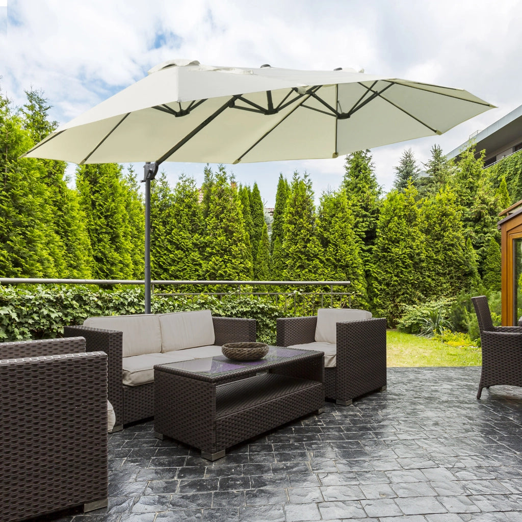 Ombrellone Doppio Grande Inclinabile con Manovella ¨C zephmum ¨C 270x445x260 cm Beige