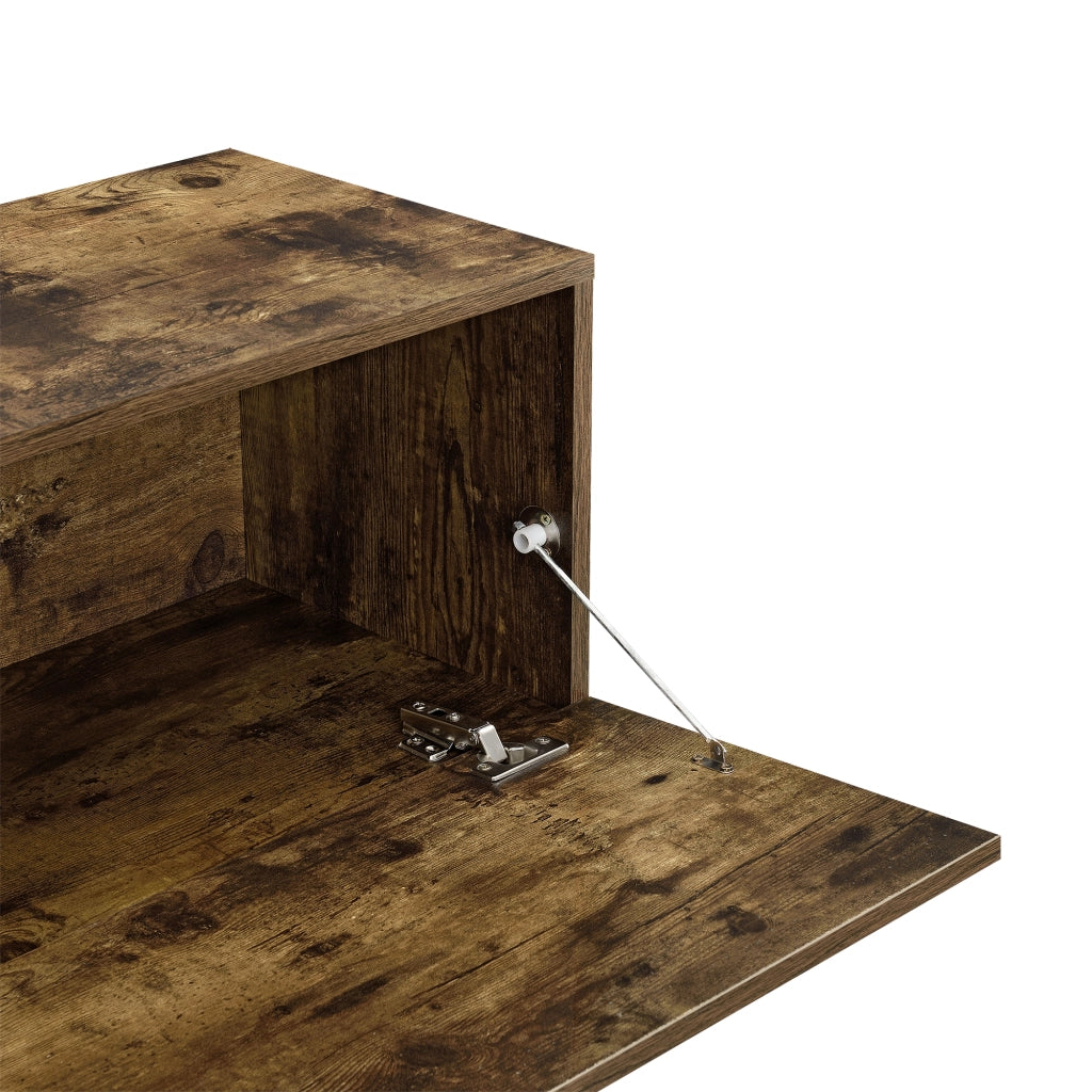 Mobile Porta TV / Consolle da Parete con 2 Ante 140 x 33 x 30 cm Armadio a Muro con Apertura a Ribalta per Camera / Salotto / Ingresso - Effetto Noce
