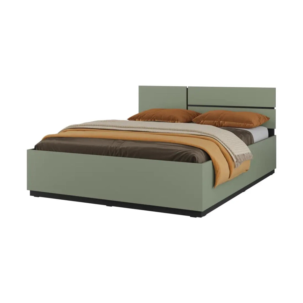 Letto contenitore HAVANA 180x200 cm – Colore verde salvia e nero – Letto moderno con spazio di stoccaggio integrato