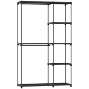 Armadio in tessuto con asta appendiabiti e ripiani, per camera da letto o cabina armadio, 111 x 43 x 185 cm, nero