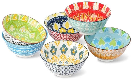 Set di 6 scodelle da colazione 15,7 cm - Capacità 700 ml - Piatto multifunzionale - Piatto in porcellana - Design unico