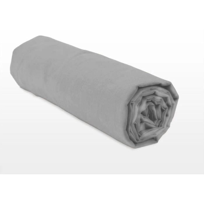 Lenzuolo con angoli - HOME LINGE PASSION - HP71773 - 180 x 200 cm + cuffia 30 cm - Microfibra - 82 g - Grigio chiaro