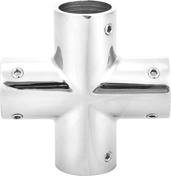 Connettore per tubi 25mm - 4 vie - Benda - Acciaio inossidabile - Resistente allo shock - Antiscivolo - Liscio come uno specchio - Connettore per tubi