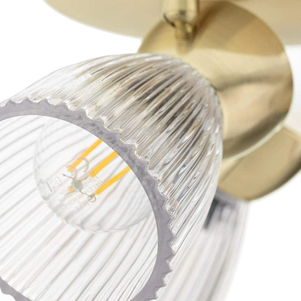 Plafoniera rotonda oro satinata Best 3 luci vetro E14 Milagro