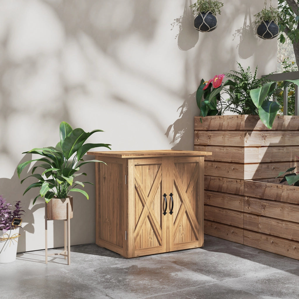 Casetta da Giardino in Legno a 2 Ante con Maniglie ¨C zephmum ¨C Marrone 77x55x72 cm