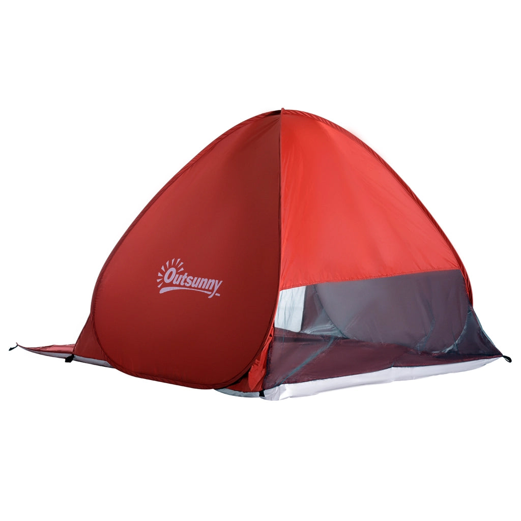Tenda da spiaggia pop-up per 2-3 persone con protezione UV ¨C zephmum ¨C 200x150x119 cm rosso