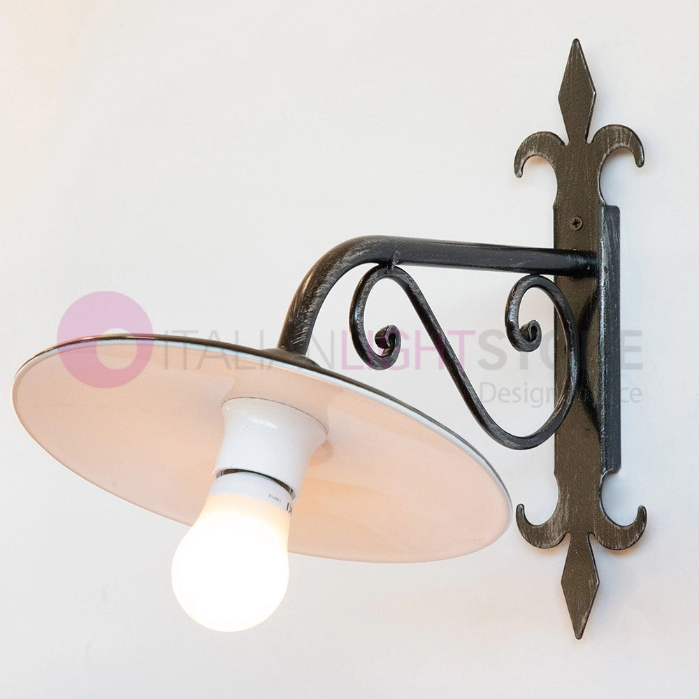 PIATTO Applique Rustico per Esterno Braccio in Ferro Battuto