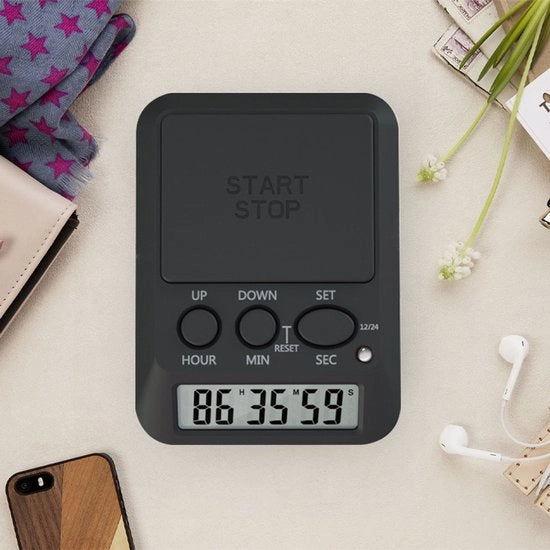 Timer multifunzionale elettronico, orologio digitale, timer per fitness, riposo, cucina, riunioni e altri eventi.