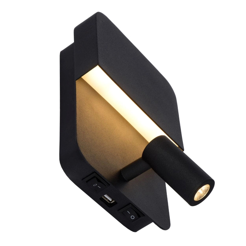 Applique Lucide Boxer LED 5W 3000K nero acciaio 2 luci