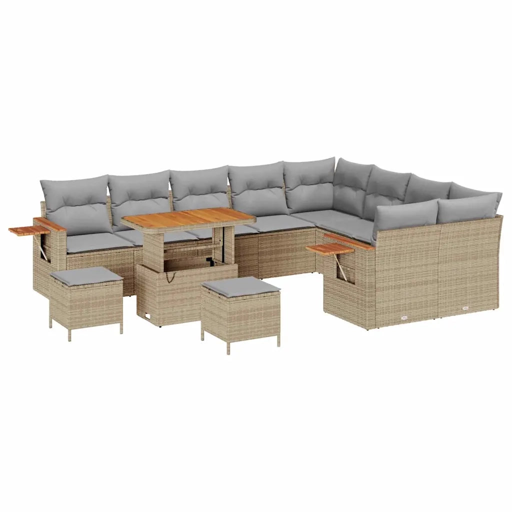 Set Divano da Giardino 13 pcs Beige e Grigio Chiaro polyrattan 3365167