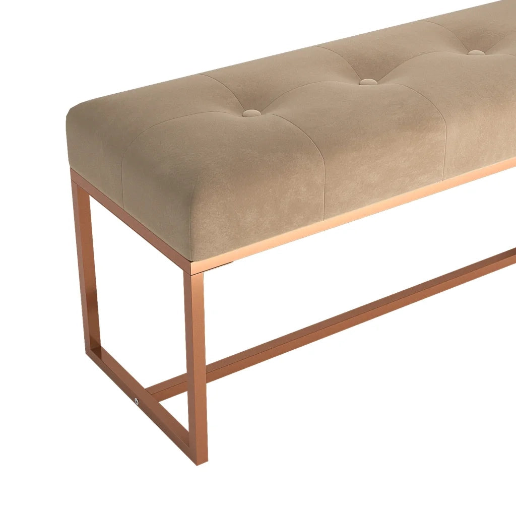 Panca-Sgabello Beige 110x36x45 cm in Velluto