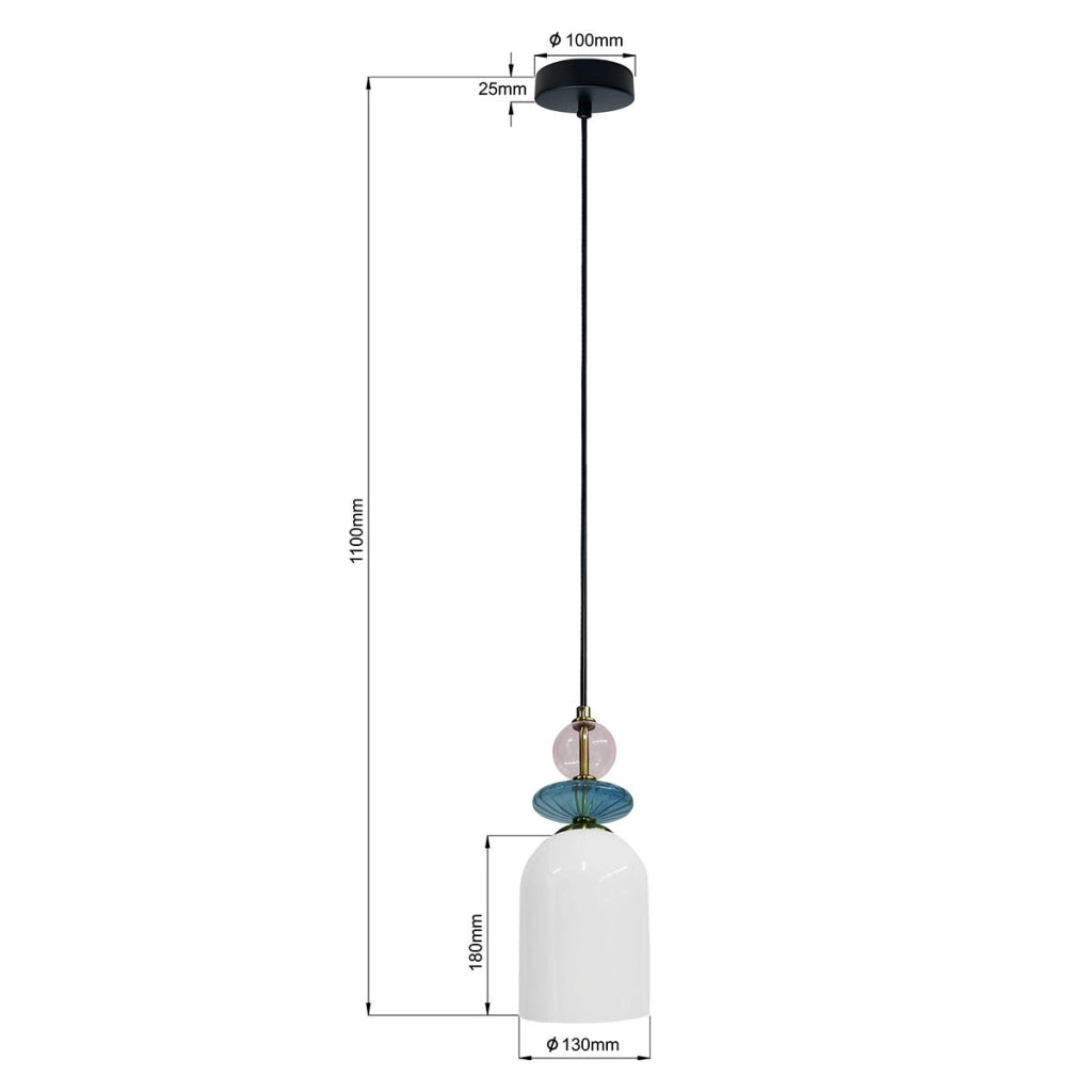 Sospensione Tropea vetro bianco E27 15W Light Prestige