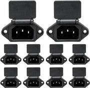 Adattatore di connessione pannello con copertura - 10 pezzi - Nero - AC 250V 10A - 3 pin - Modulo di ingresso IEC - Interruttore di protezione