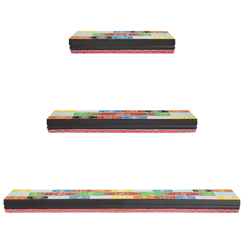 3 pz Scaffali da Parete | Mensola sospesa Multicolore 100 x 20 x 6 cm