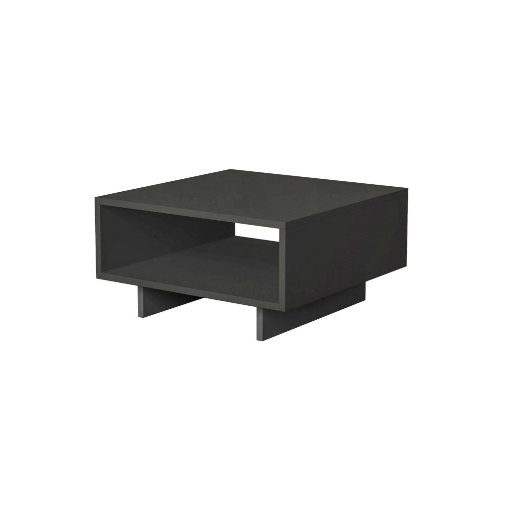 Tavolino in legno "Hola" - 60 x 60 x 32 cm - Grigio antracite