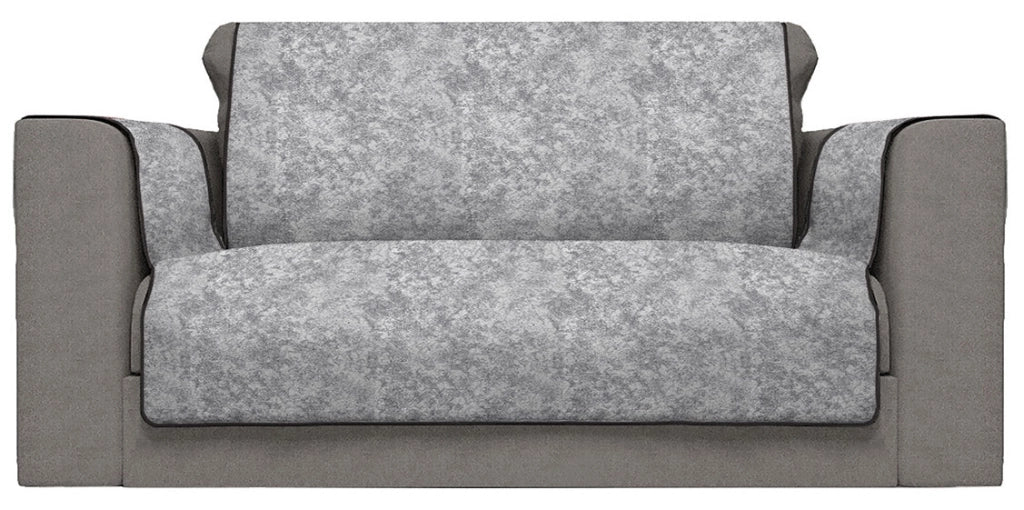 Copridivano con Copri Braccioli Seduta 60 cm in Poliestere e Cotone Grigio Scuro