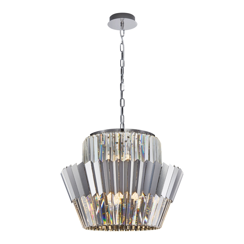 Lampadario cristallo Donna cromato glamour 12 luci E14 Milagro