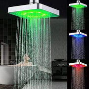 Douchekop LED a led - 20 cm quadrato - Efficace risparmio d'acqua - 7 colori - Illuminazione onirica - Adatto per la doccia - Verde o grigio ferro