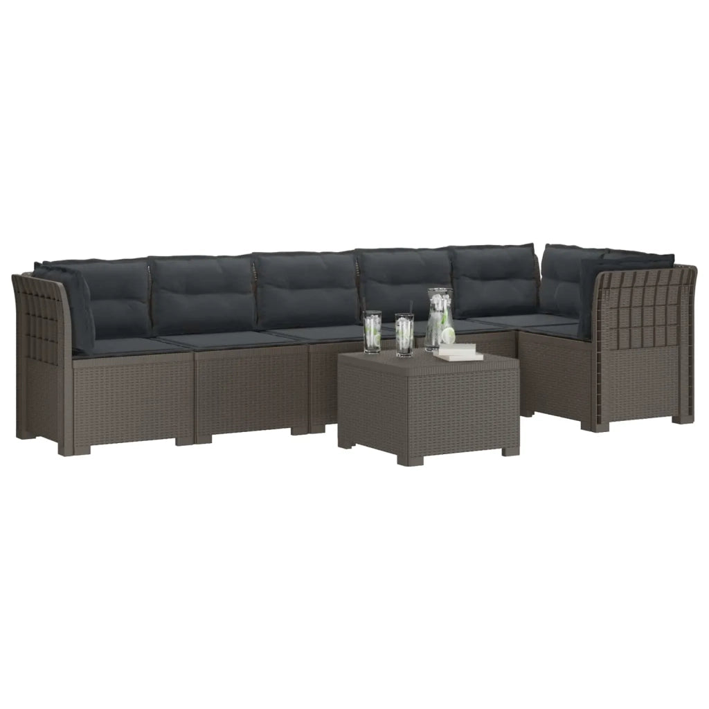 Divano da Giardino 6 Posti con Cuscini Aspetto Rattan PP 3444135