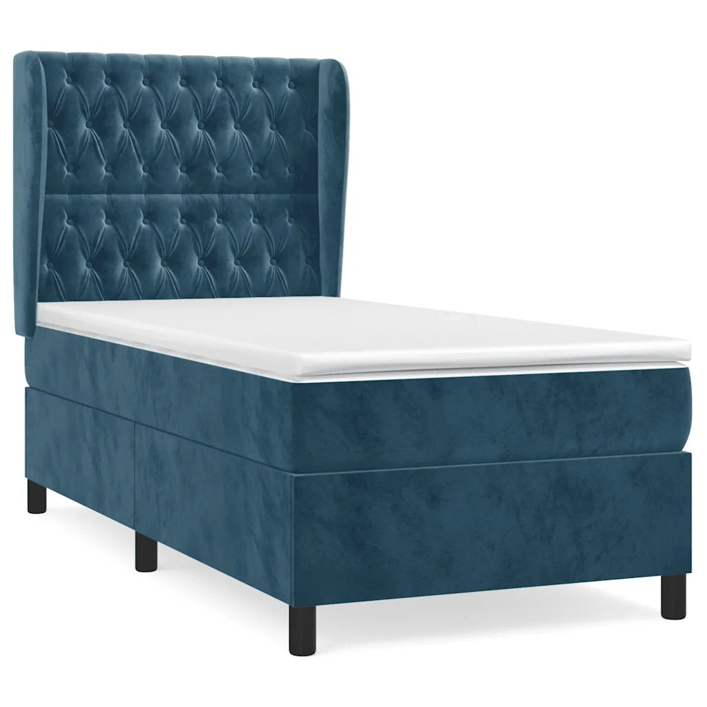 Giroletto a Molle con Materasso-Struttura Letto Blu Scuro 90x200 cm in Velluto 360641