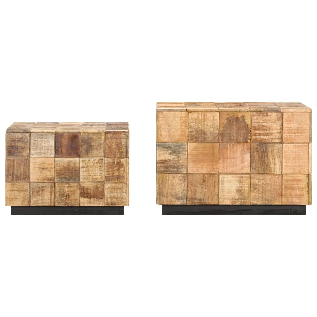 Tavolini da CaffÃ¨ a Parallelepipedo 2 pz Legno di Mango Grezzo