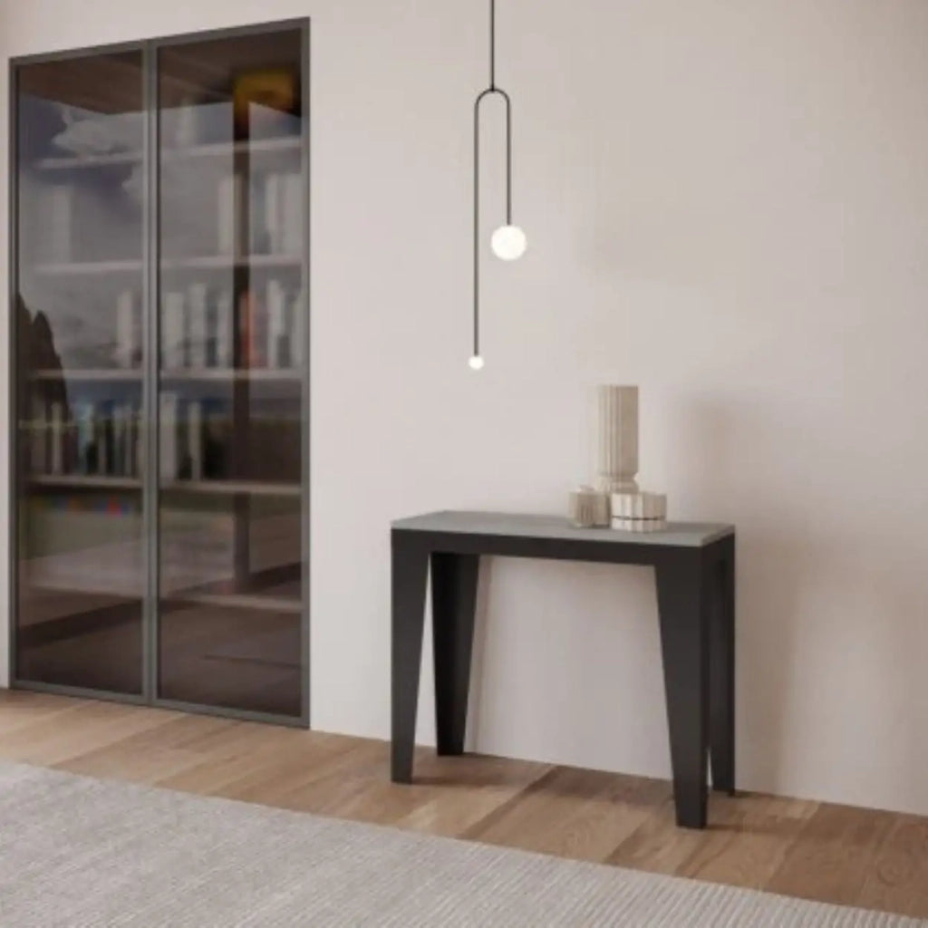 Consolle allungabile 90x40/196 cm Flame Small Evolution cemento telaio e gambe antracite