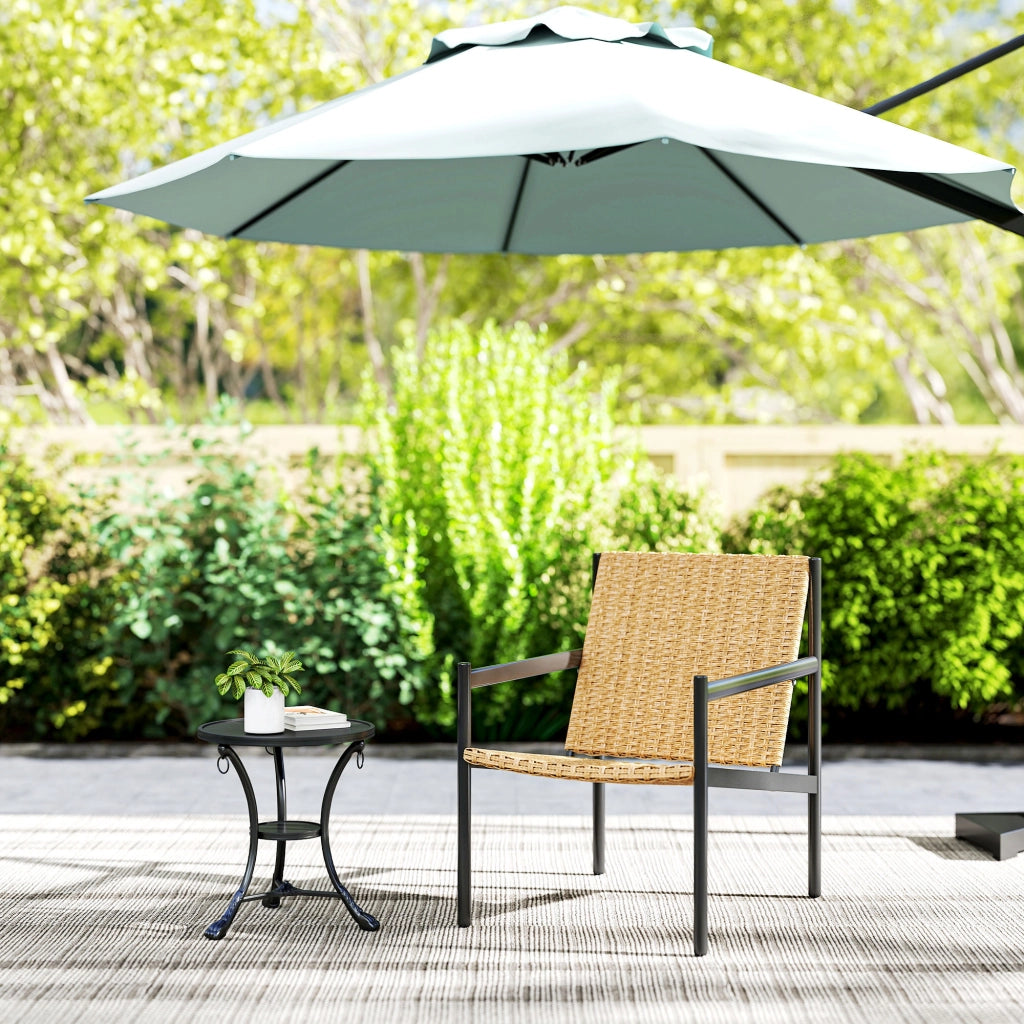 Sedia da pranzo in rattan per giardino ¨C zephmum ¨C 74x61x81 cm colore naturale con braccioli