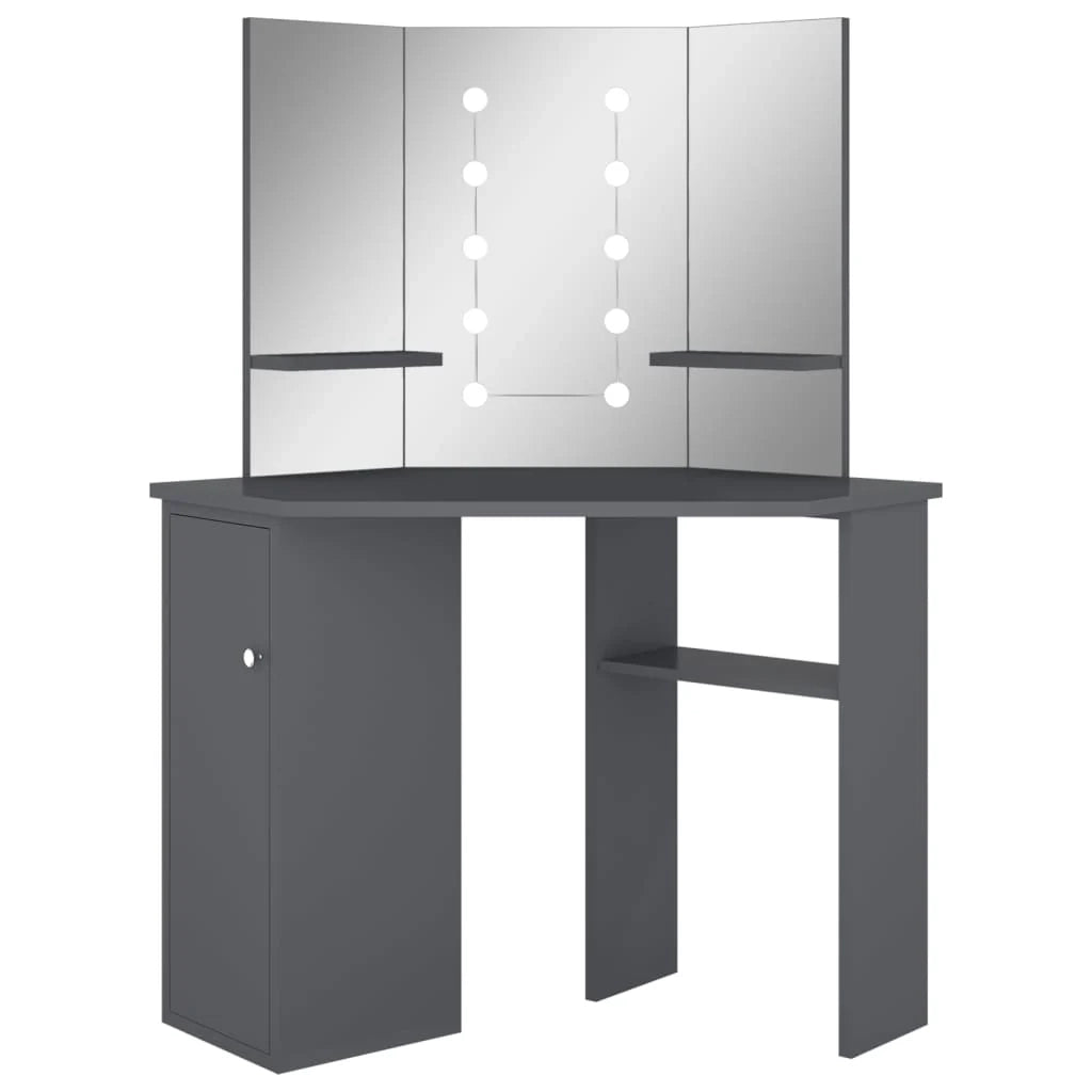 Toletta angolare con illuminazione a LED 111 x 54 x 141,5 cm grigio 02_0006237