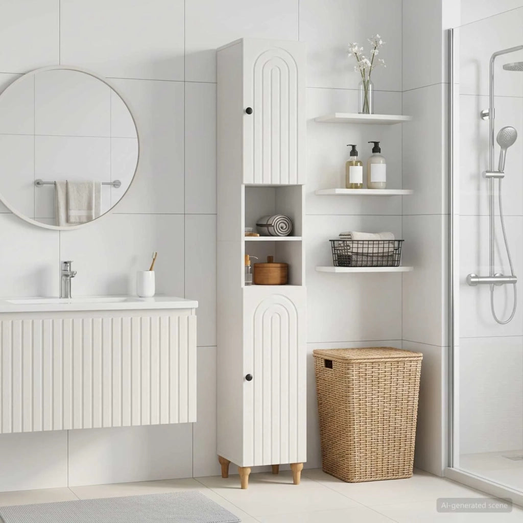 Armadio da Bagno con Ripiano Aperto ALKMAAR Bianco 896155