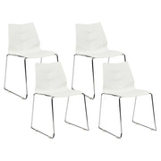 Set di 4 sedie da pranzo bianche impilabili con braccioli in plastica con gambe in acciaio Sedie da conferenza Design scandinavo moderno e contemporaneo Sedute per la sala da pranzo