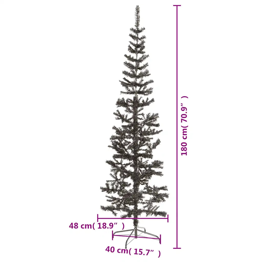Albero di Natale Sottile-Albero Natalizio-Decorazioni natalizie Nero 180 cm