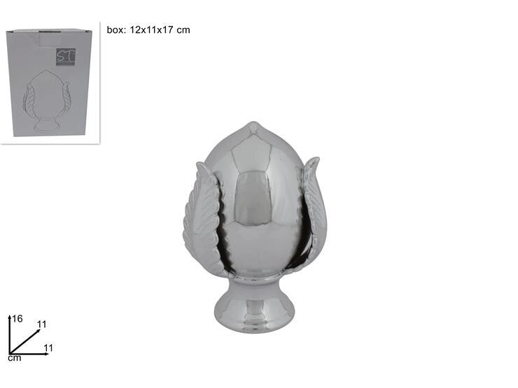 Pomo Decorativo Casa in Ceramica Silver 16 x 11 cm