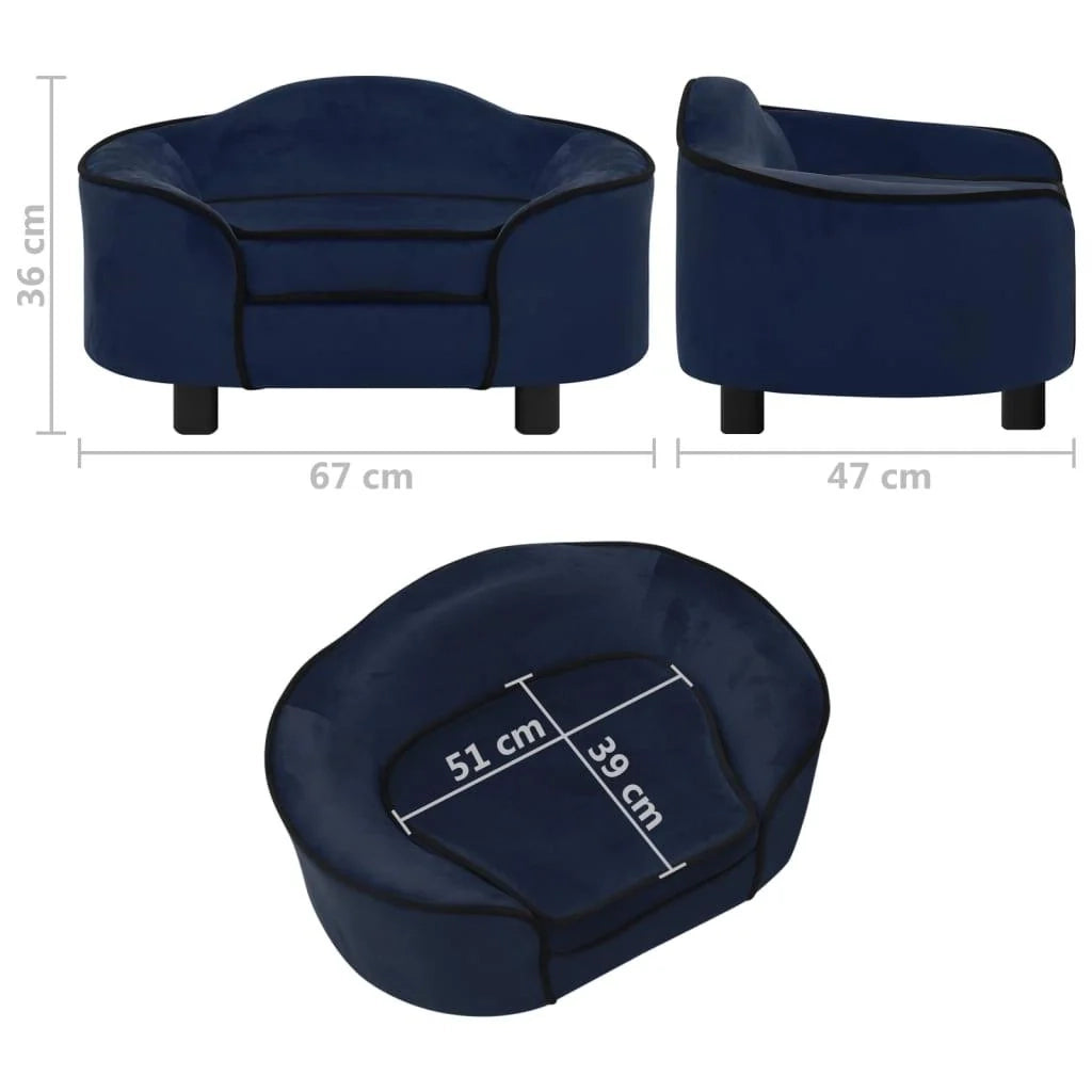 Divano per cani 67 cm peluche blu 02_0000103