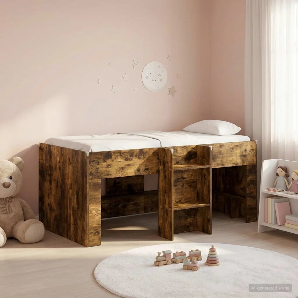 Letto Alto per Bambini Rovere Fumo 80 x 160 cm 3422575