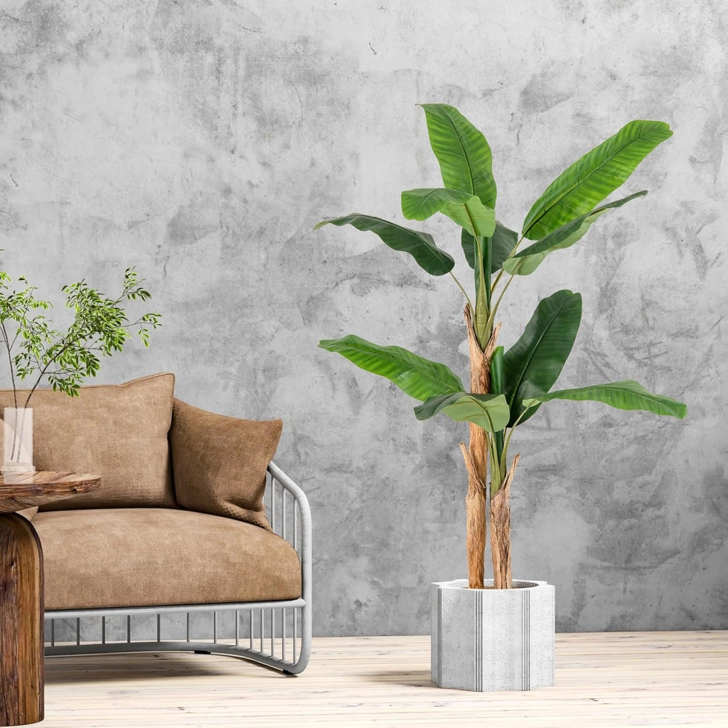 Pianta Finta da Interno ed Esterno 160/165/195 cm, Banano Artificiale Alto con Foglie e Tronchi, Pianta Artificiale Grande in Vaso per Salotto, Ingresso e Ufficio (165 cm)