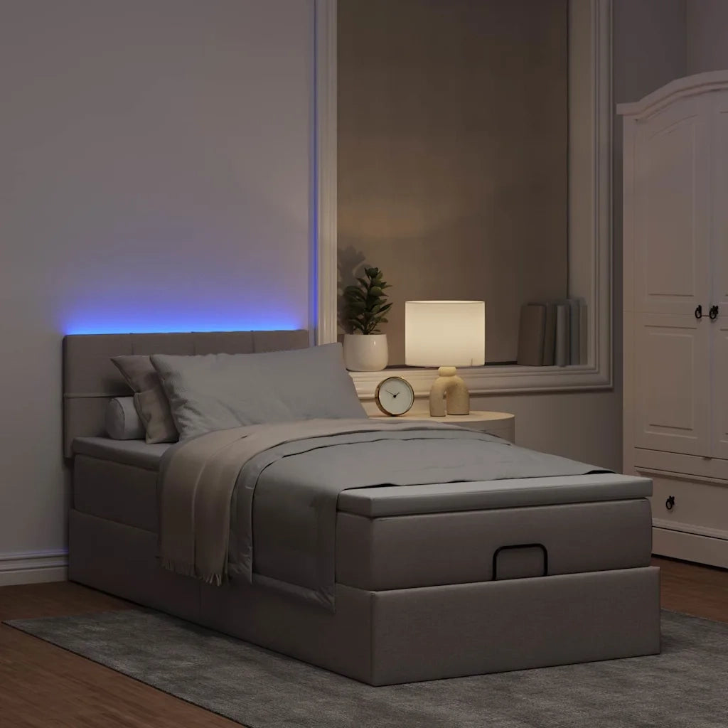Pouf Letto con Materasso Tortora 100x200 cm in Tessuto