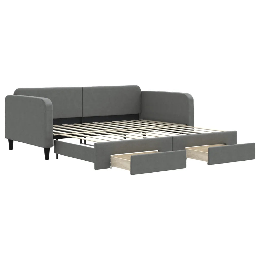 Divano Letto Estraibile Cassetti-Sofa Letto-Daybed Grigio Scuro 100x200cm Tessuto 979676