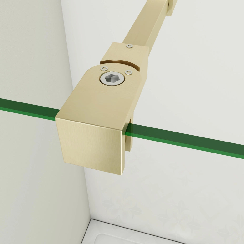 Box Doccia Walk In 80x200 cm Parete Fissa Vetro 8 mm Trasparente Anticalcare Oro Spazzolato con Barra Stabilizzatrice 73-120 cm