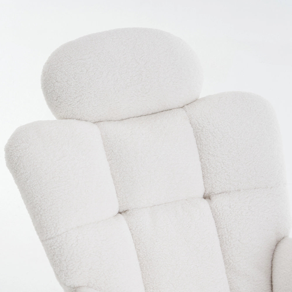 Poltrona a dondolo in tessuto teddy - Xylo - Imbottitura confortevole per soggiorno e camera da letto, bianco