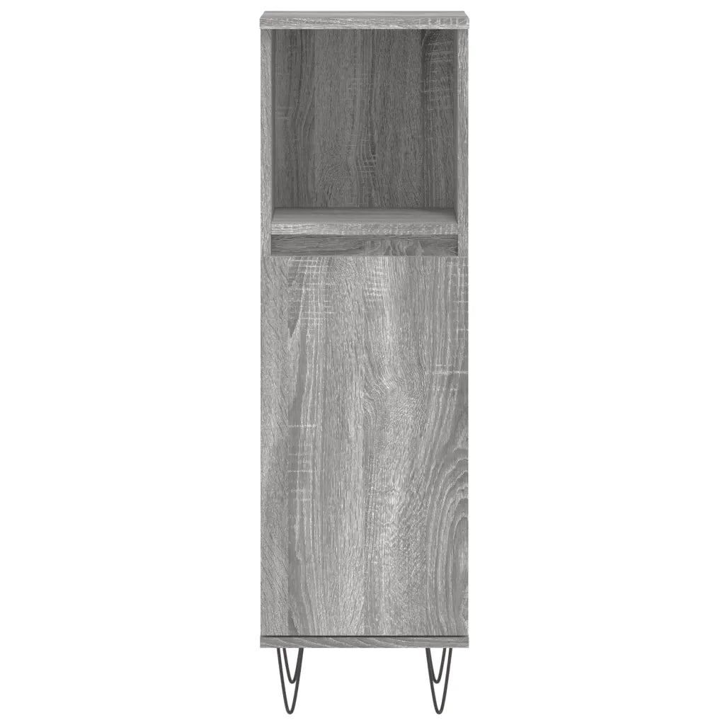 Set Mobili da Bagno 3 pz Grigio Sonoma in Legno Multistrato
