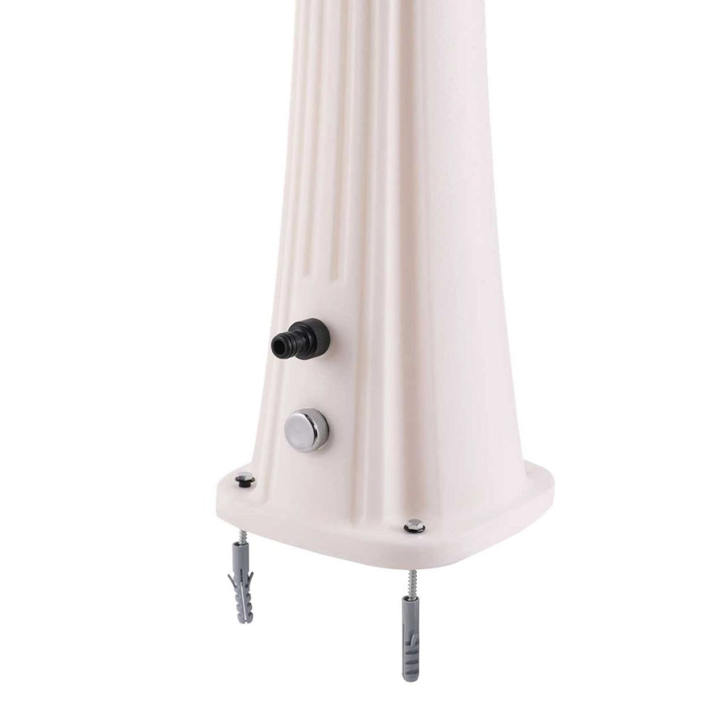 Doccia Riscaldata dal Sole Bianco RAL9003 in Polietilene HD con Serbatoio da 25 Litri e Lavapiedi ideale per Giardino e Piscina MPC DOCCIA SOLARE RIO BIANCO