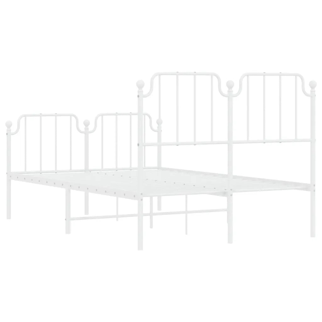 Giroletto con Testiera e Pediera-Struttura Letto Metallo Bianco 120x200 cm 766148