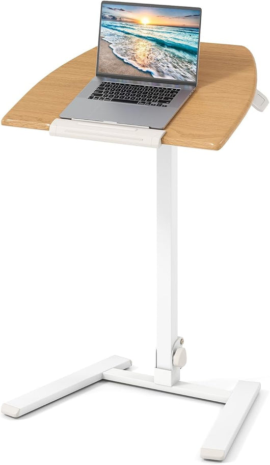 Tavolino da Letto e Divano, Tavolino Pieghevole e Regolabile in Altezza con Ruote e Piano Inclinabile a 90°, Mobile Multifunzionale e Portatile per Lavorare e Mangiare da Casa e Ufficio