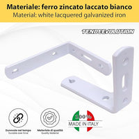 Staffa Angolare Acciaio Pesante Laccato Bianco, 6cm, ad L, Versatile per Mensole, Tende, Scaffali - Design senza Saetta