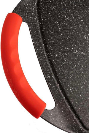 Padella Bistecchiera Antiaderente, 47cm in Alluminio Pressofuso, Rivestimento Effetto Marmo, Griglia Induzione per Carne, Pesce e Verdure.