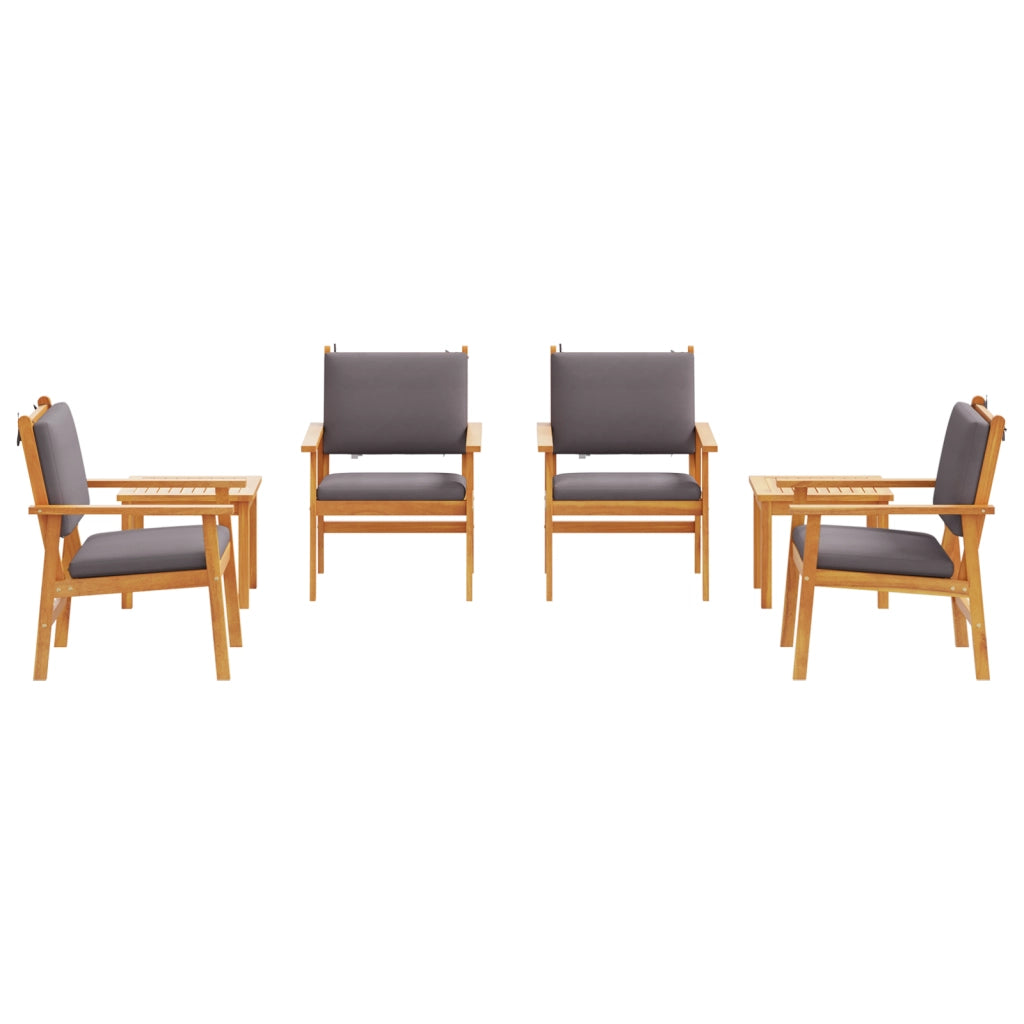 Set da pranzo da giardino 6 pezzi con cuscini in legno massello di acacia