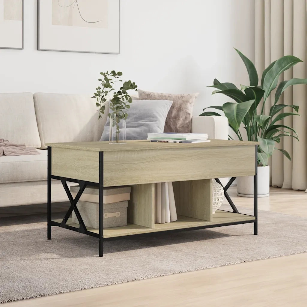 Tavolino salotto | Tavolino da caff¨¨ | Tavolino da Soggiorno Rovere Sonoma 100x55x50 cm Multistrato Metallo