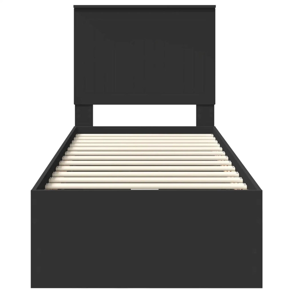 Struttura del letto-Giroletto Nero 75 x 190 cm Legno Ingegnerizzato 354962